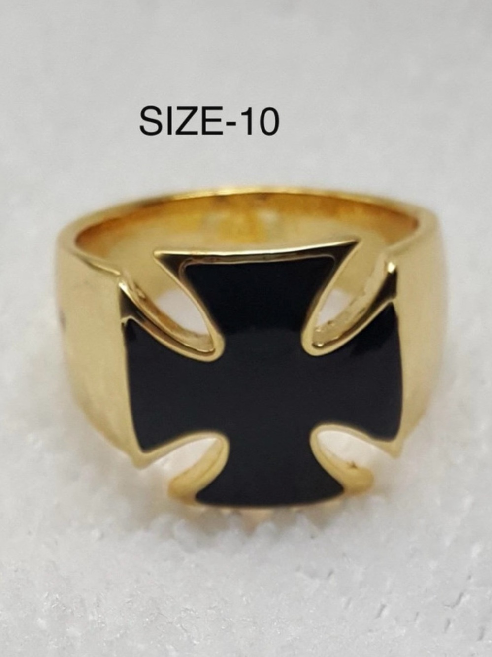 Gold Black Cross Signet Ring Jewelry Rings